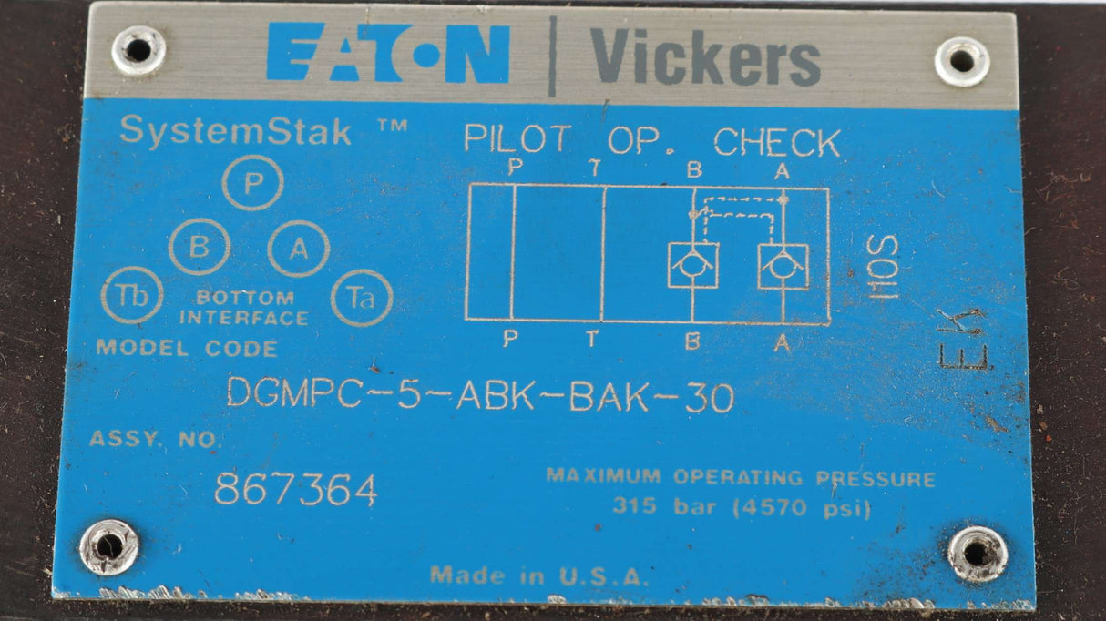 VICKERS - DGMPC-5-ABK-BAK-30 - DOUBLE CHECK VALVE - PILOT OPERATED