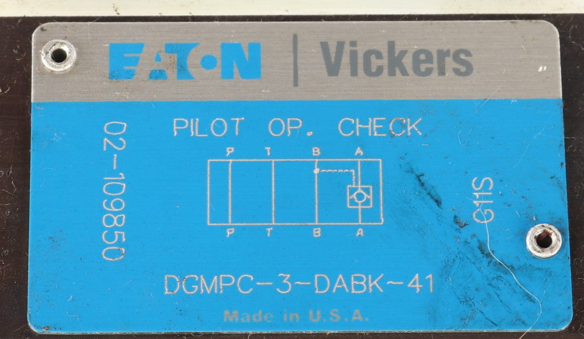VICKERS - 02-109850 - HYDRAULIC VALVE - PILOT OPERATED CHECK