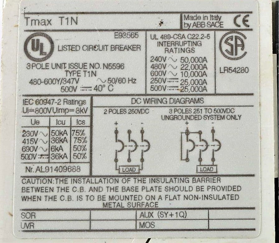 ABB - 1SDA061803R1 - BREAKER 40 AMP T-MAX ABB #T