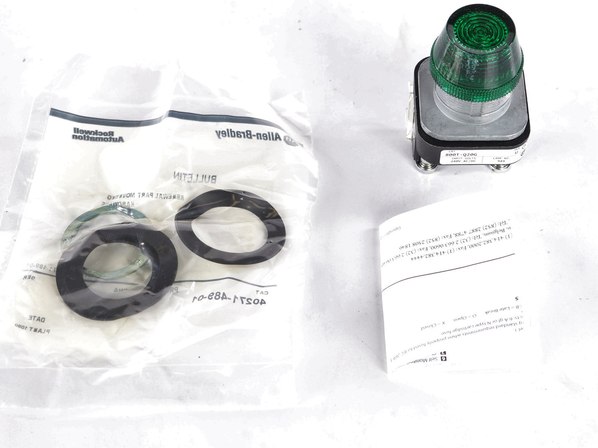 ALLEN-BRADLEY - 800T-Q20G - PILOT LIGHT-30MM 240VAC INCAND GREEN