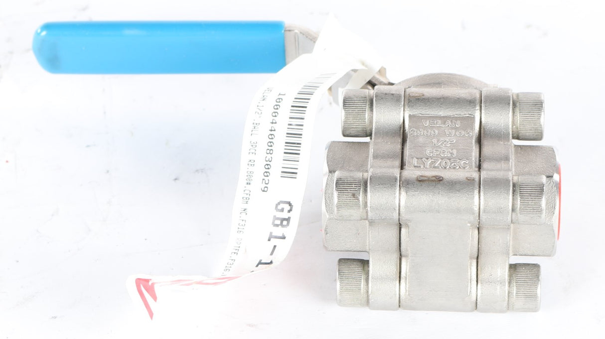 VELAN VALVES - S03-T0813-SSGA - BALL VALVE 1/2in NPT 3-PIECE SS