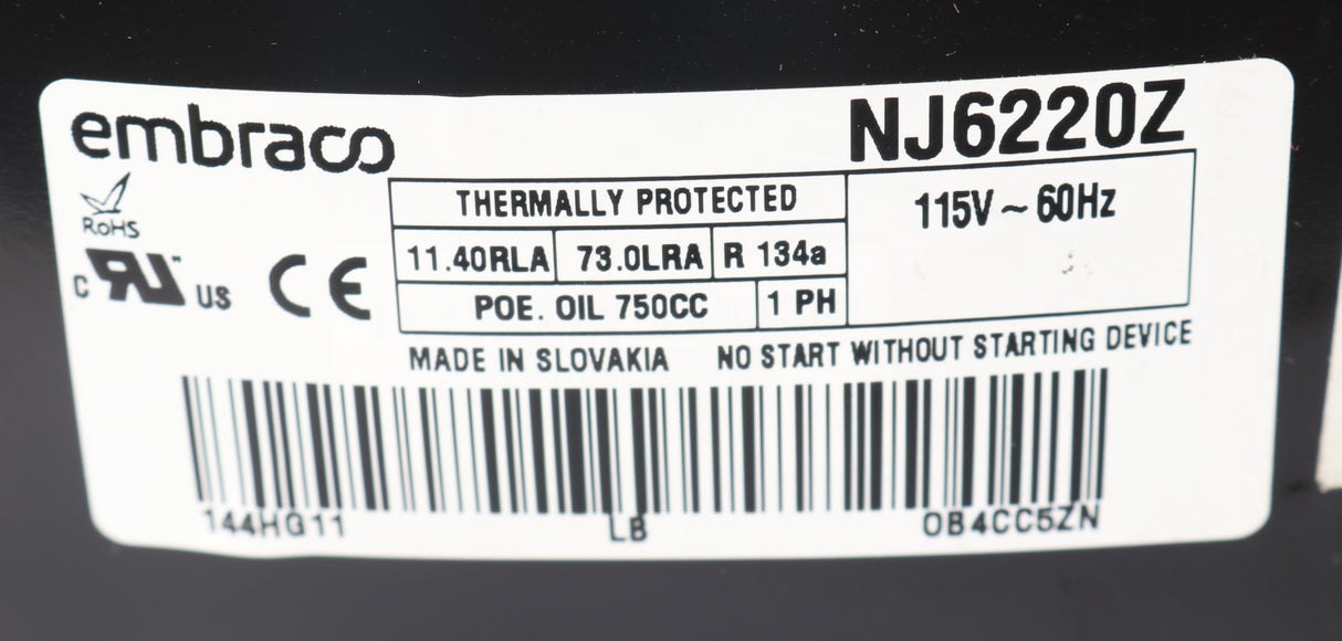 EMBRACO - NJ6220Z - REFRIGERATION COMPRESSOR - HERMETIC R-134a