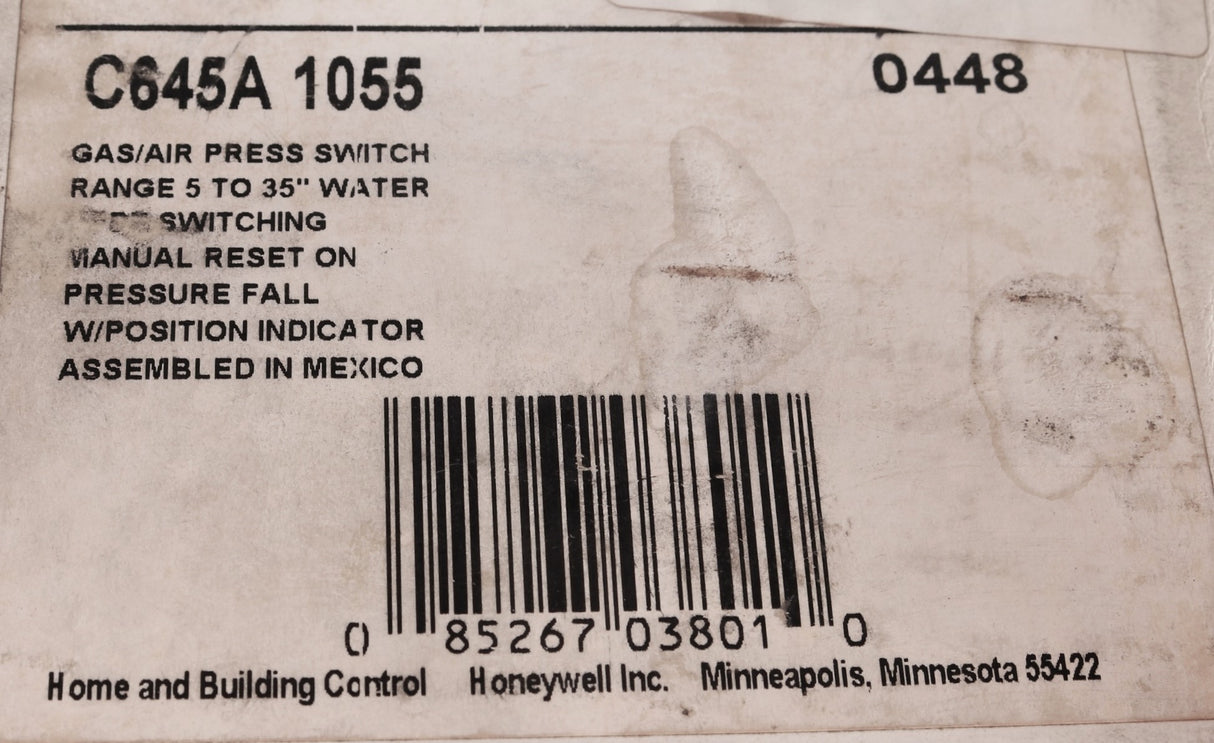 HONEYWELL - C645A1055 - PRESSURE SWITCH 5-35in W.C.