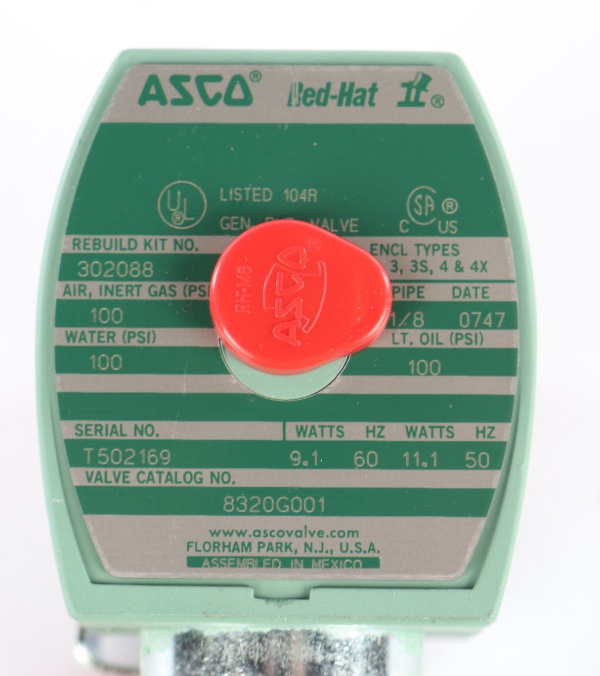 EMERSON - ASCO / JOUCOMATIC / REDHAT - 8320G001 - SOLENOID VALVE 3-WAY 1/8in NPT 120VAC