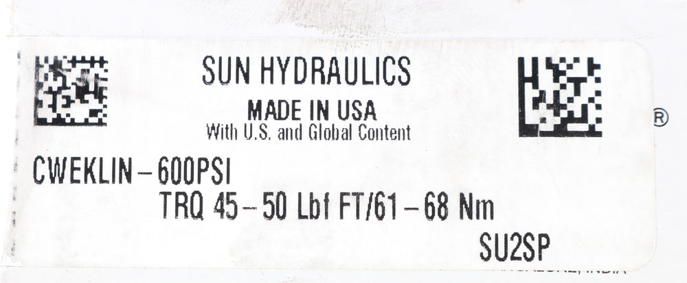 SUN HYDRAULICS - CWEK-LIN - COUNTERBALANCE VALVE-600PSI