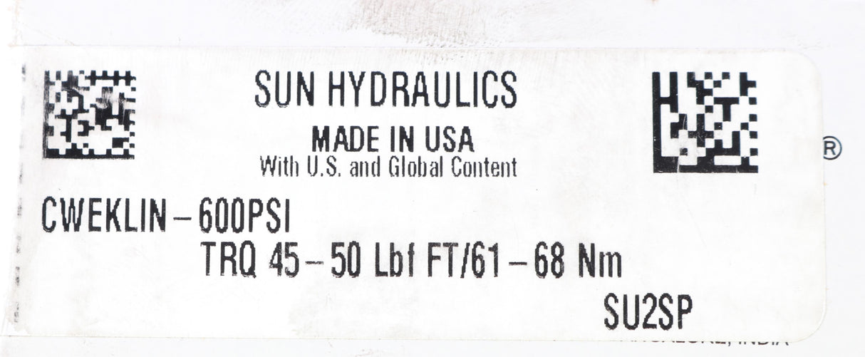 SUN HYDRAULICS - CWEK-LIN - COUNTERBALANCE VALVE-600PSI