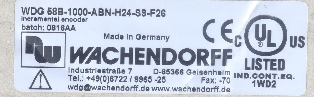 WACHENDORFF AUTOMATION - WDG-58B-1000-ABN-H24-S9 - ROTARY ENCODER - 1000 PULSES/REV
