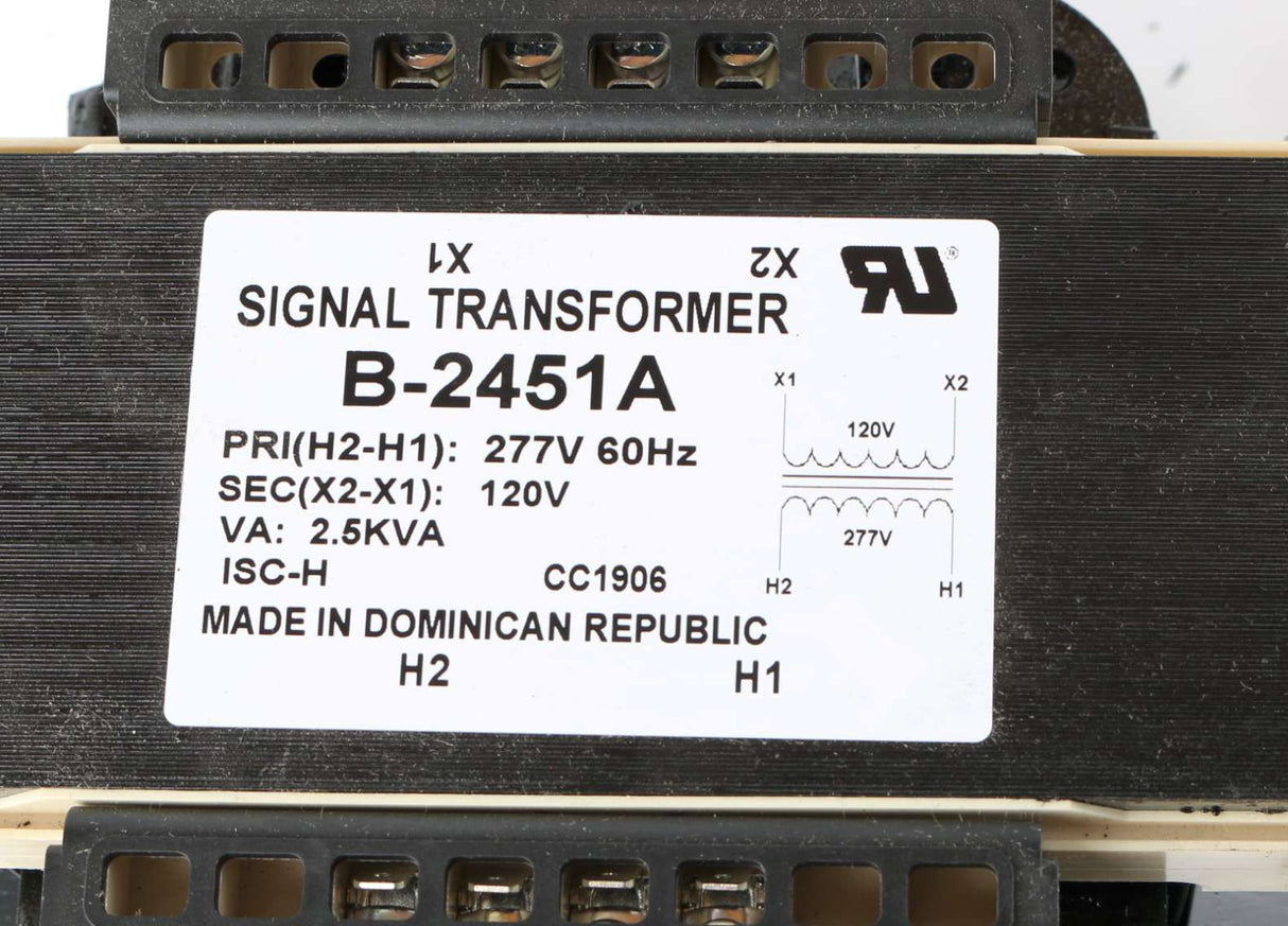 SIGNAL TRANSFORMER (BEL GROUP) - B-2451A - TRANSFORMER - 2.5kVA 277V PRIMARY 120V SECONDARY