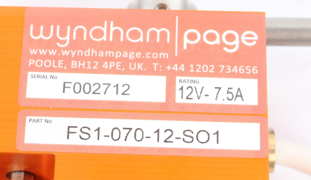 WYNDHAM PAGE - FS1-070-12-S01 - SOLENOID BUTTERFLY VALVE-ENGINE EMERGENCY SHUTDOWN