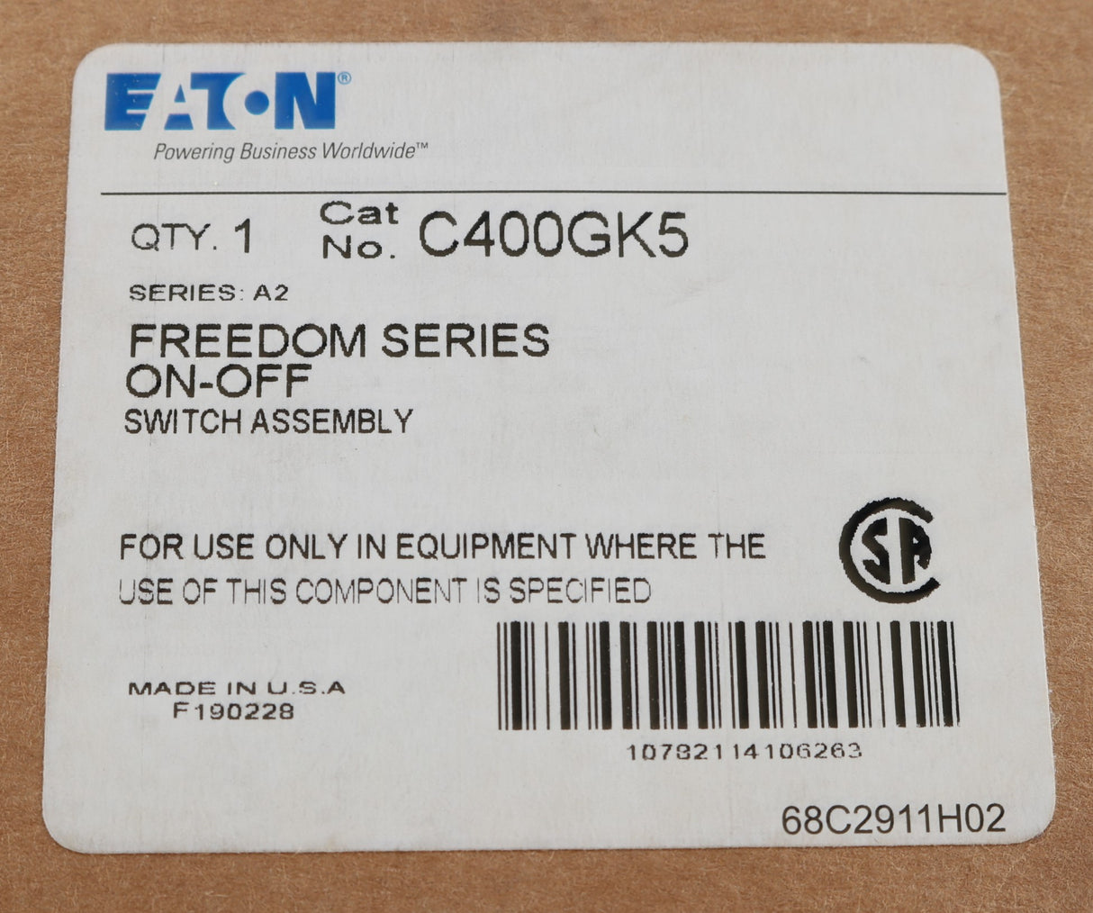 CUTLER HAMMER - C400GK5 - SWITCH ON-OFF NEMA