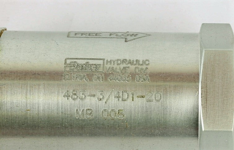 PARKER - 483-3|4D1-20 - CHECK VALVE - FREE-FLOW IN-LINE