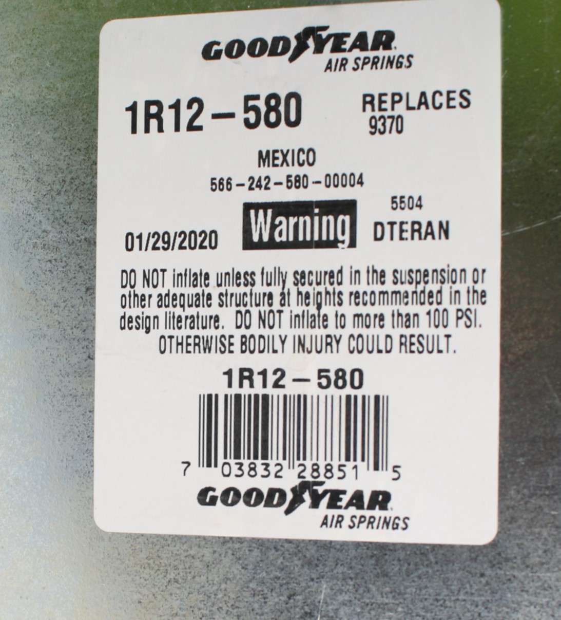GOODYEAR - 1R12-580 - ROLLING LOBE AIR SPRING