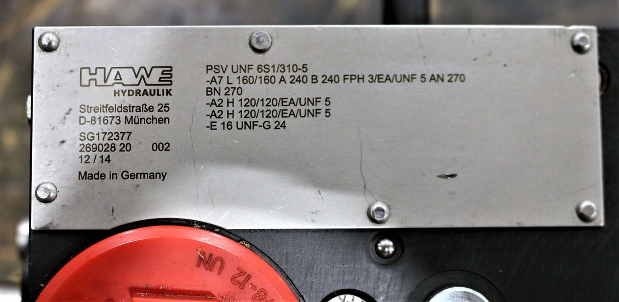 HAWE - PSVUNF6S1/310-5-A7L160/160A240B240FPH3/EA/UNF5AN27 - HYDRAULIC CONTROL VALVE - DIRECTIONAL 3-SPOOL