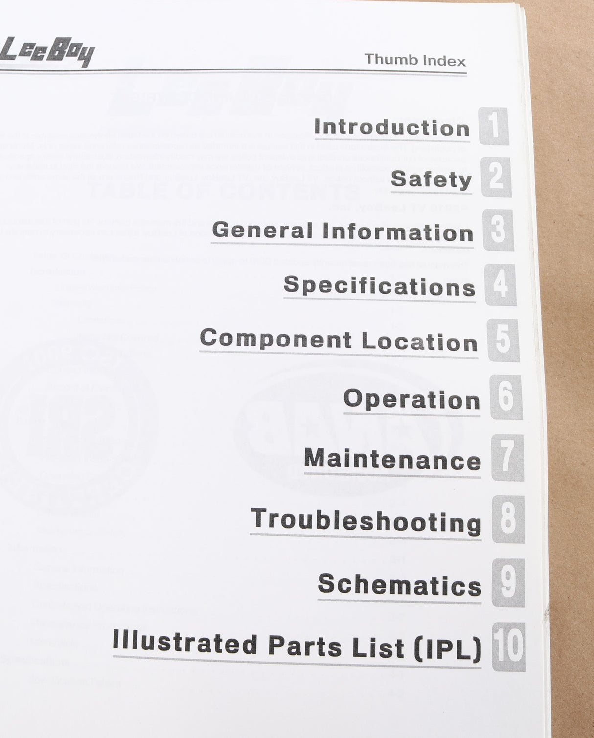 LEEBOY - 985480-01 - 785 OPERATIONS SERVICE & PARTS MANUAL