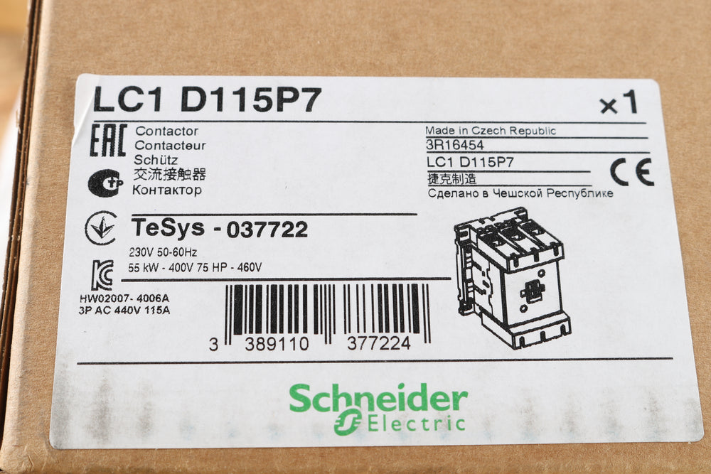 TELEMECANIQUE - LC1D115P7 - CONTACTOR 3P 230VAC COIL