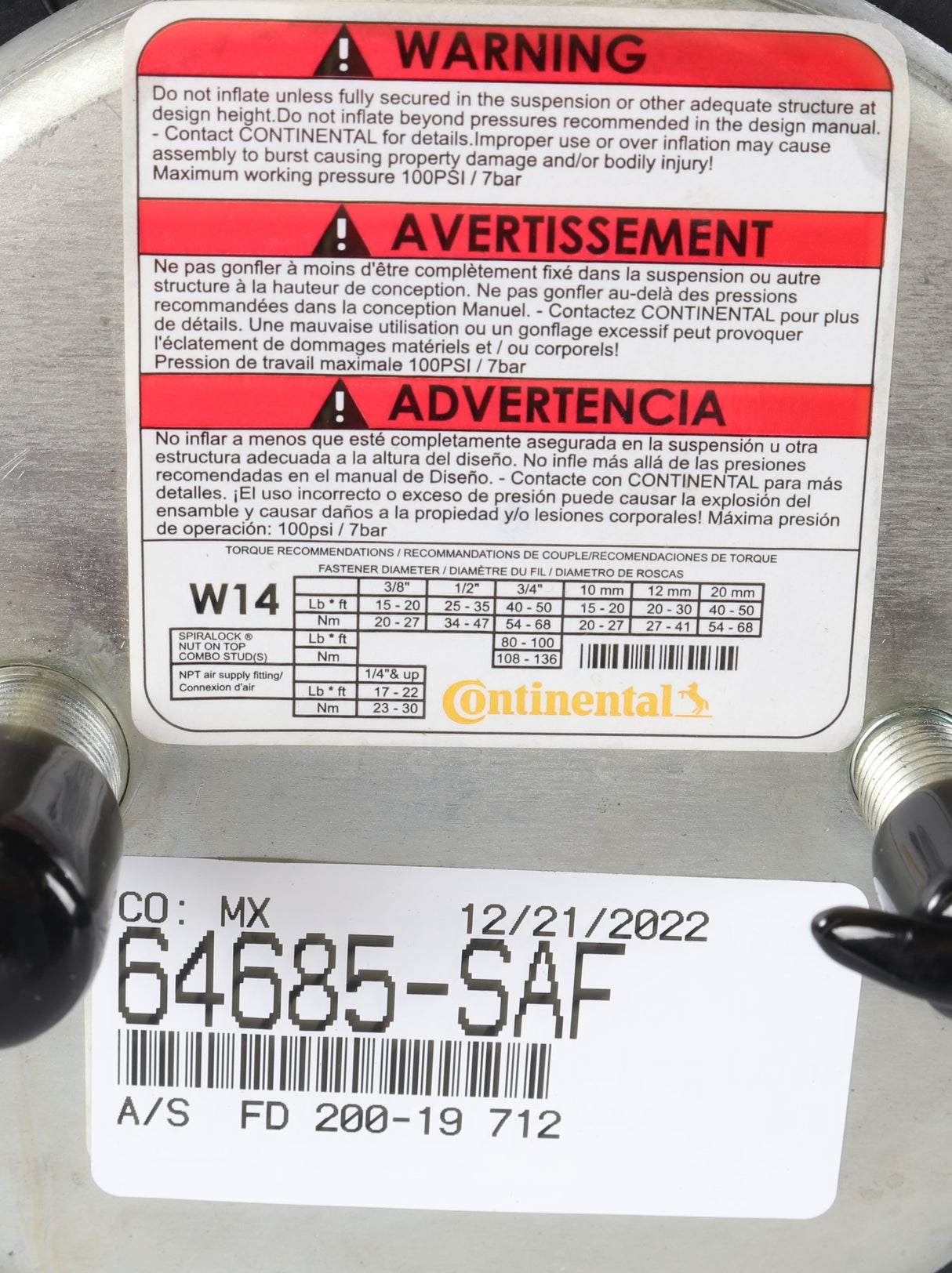 SAF-HOLLAND - 64685-SAF - AIR SPRING