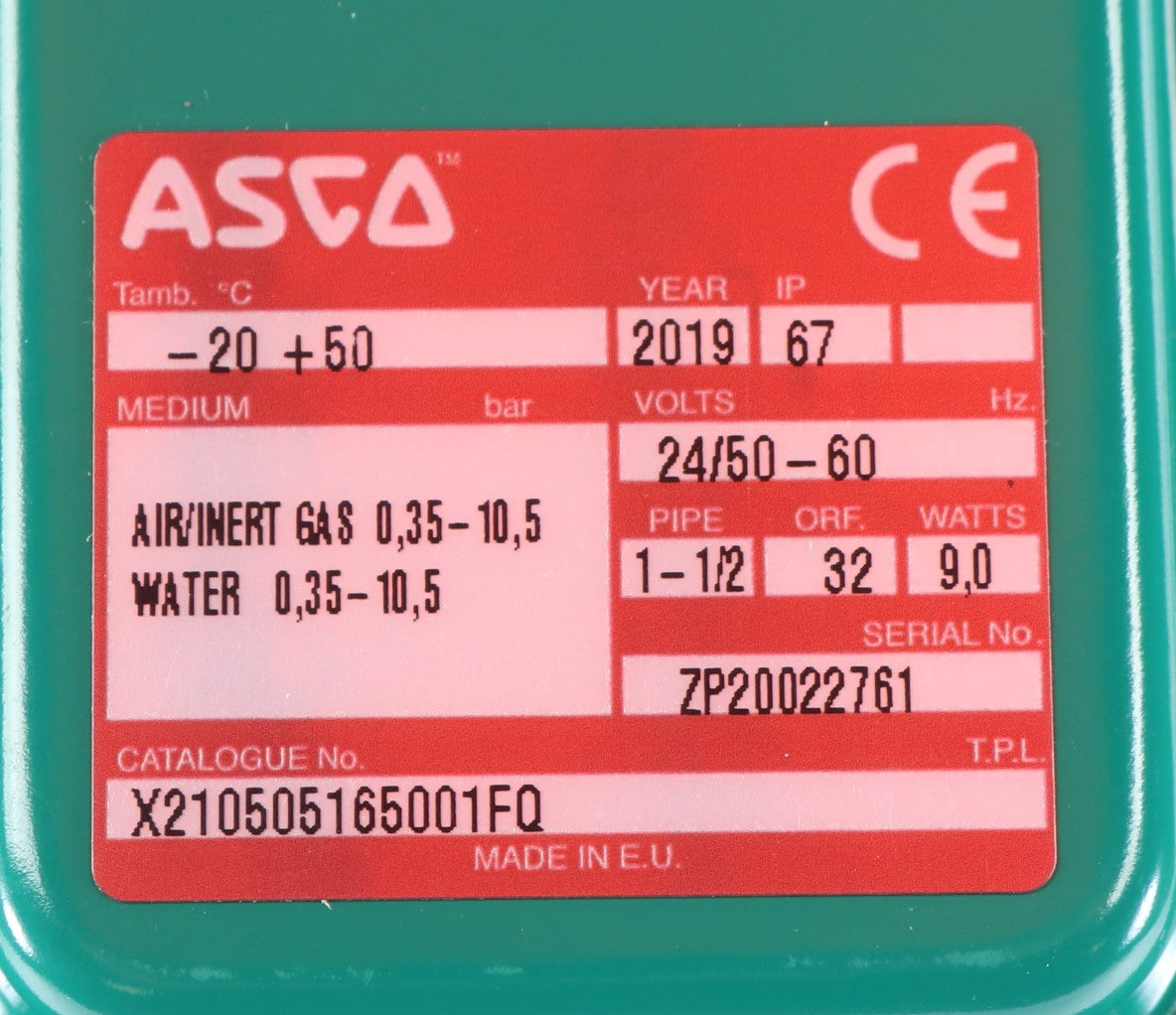 EMERSON - ASCO / NUMATICS INC. - X210505165001FQ - SOLENOID VALVE