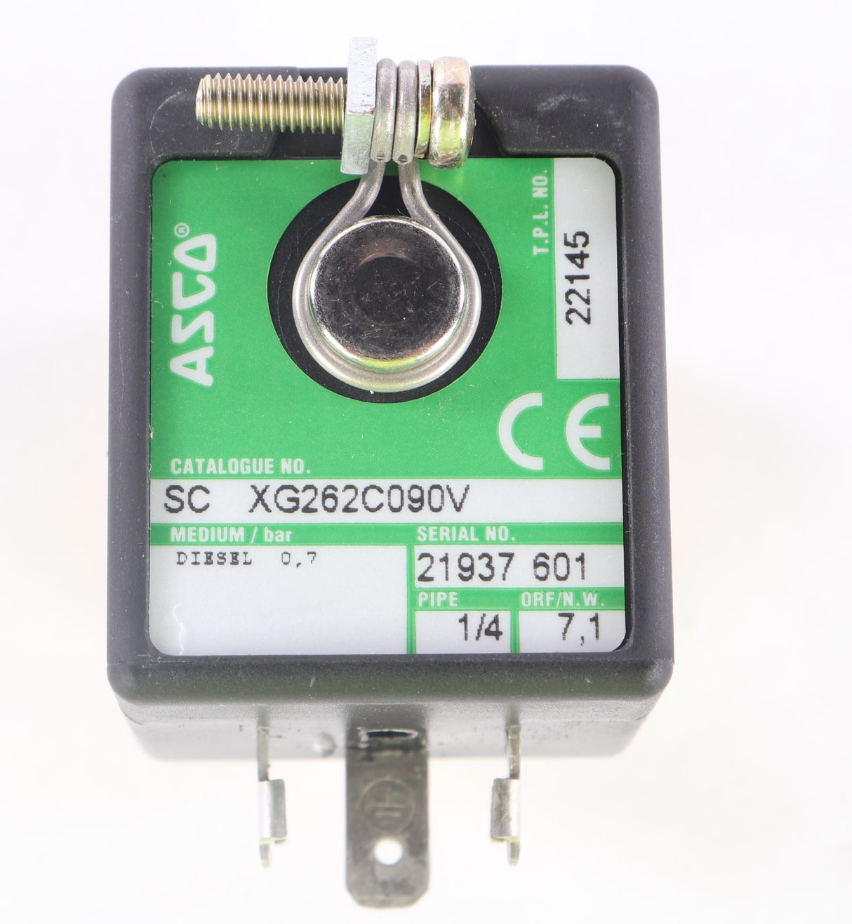 EMERSON - ASCO / JOUCOMATIC / REDHAT - SC-XG262C090V - SOLENOID VALVE: DIESEL FUEL SHUTOFF 1/4"NPT