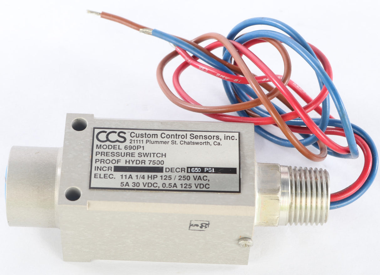 CUSTOM CONTROL SENSORS - 690P1-1650 - PRESSURE SWITCH 1650psi