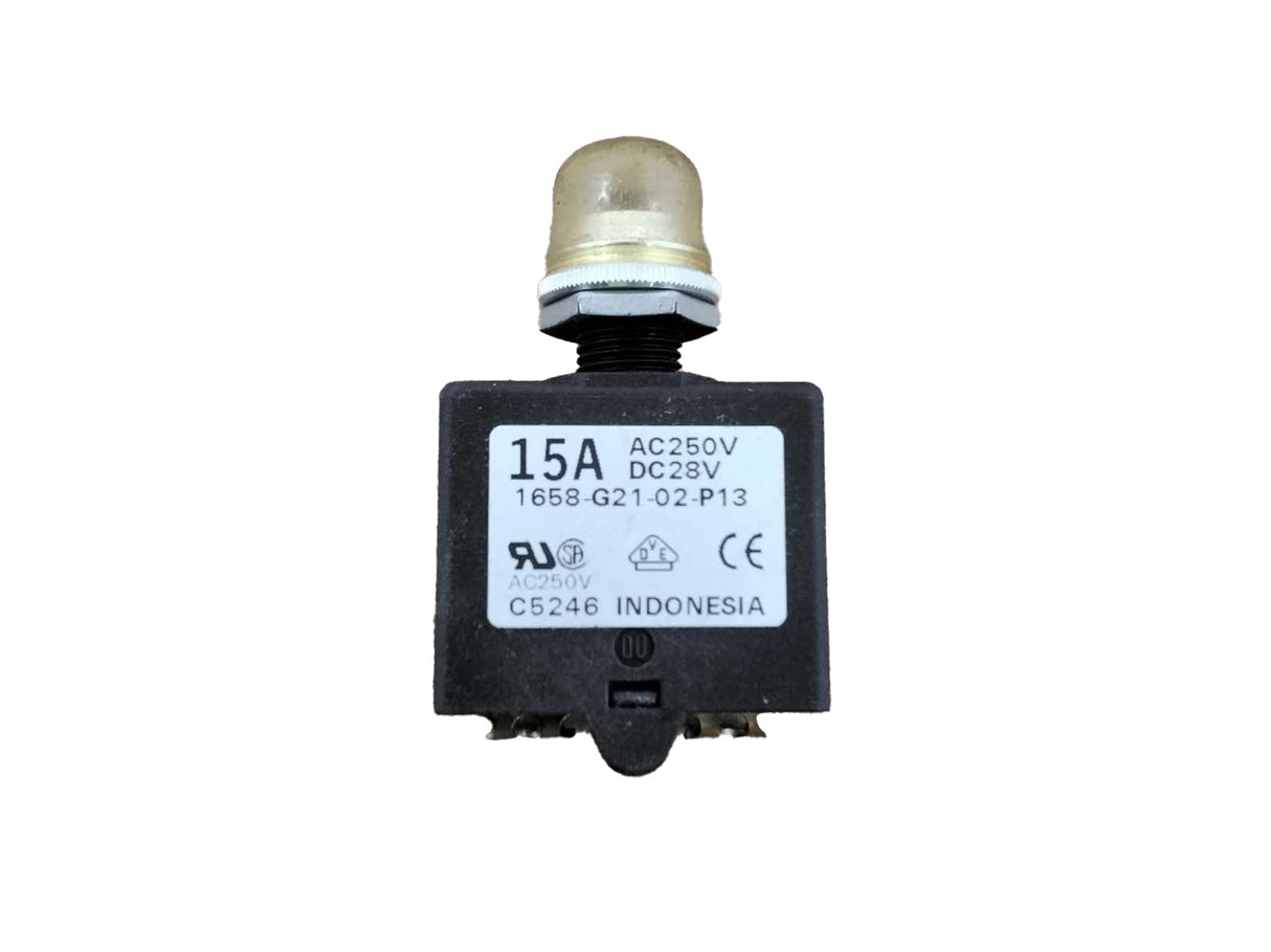 E-T-A - 1658-G21-02-P13-15A - 15A  250VAC  28VDC CIRCUIT BREAKER