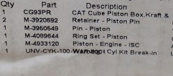 INTERSTATE MCBEE - M-4955190 - PISTON KIT FOR CUMMINS 6C / ISC / ISL ENGINE