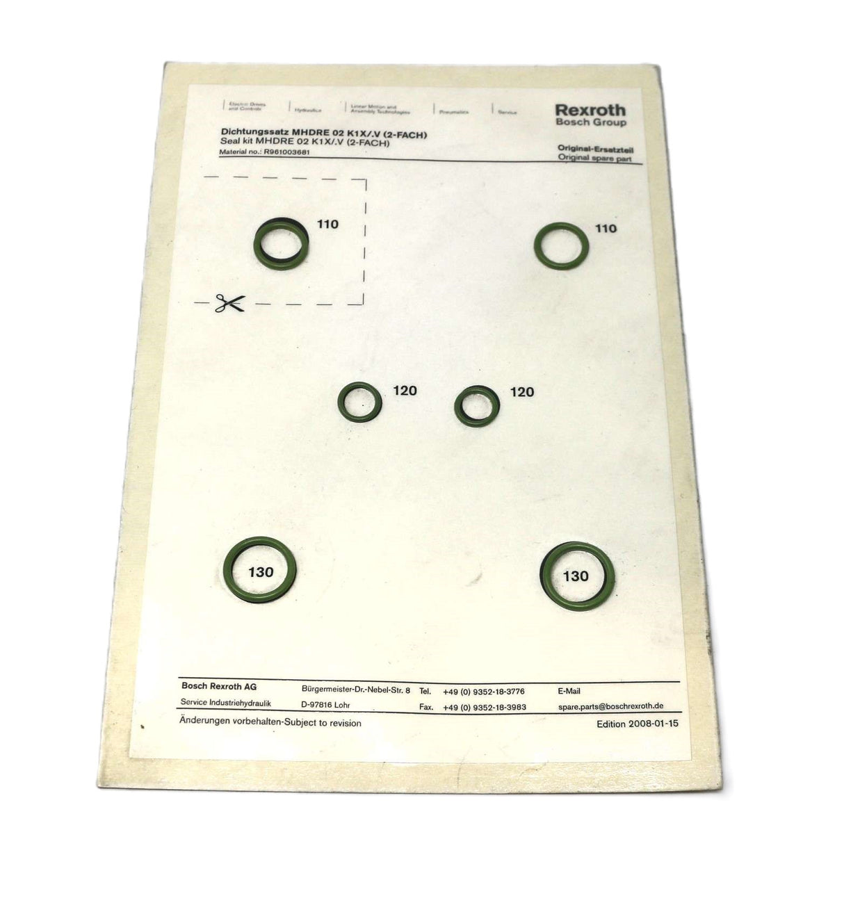 REXROTH - R961003681 - SEAL KIT: PROPORTIONAL RED VLV