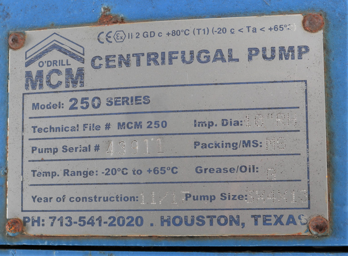 O'DRILL MCM INC. - MCM-250 - PUMP & MOTOR ASSEMBLY_CENTRIFUGAL