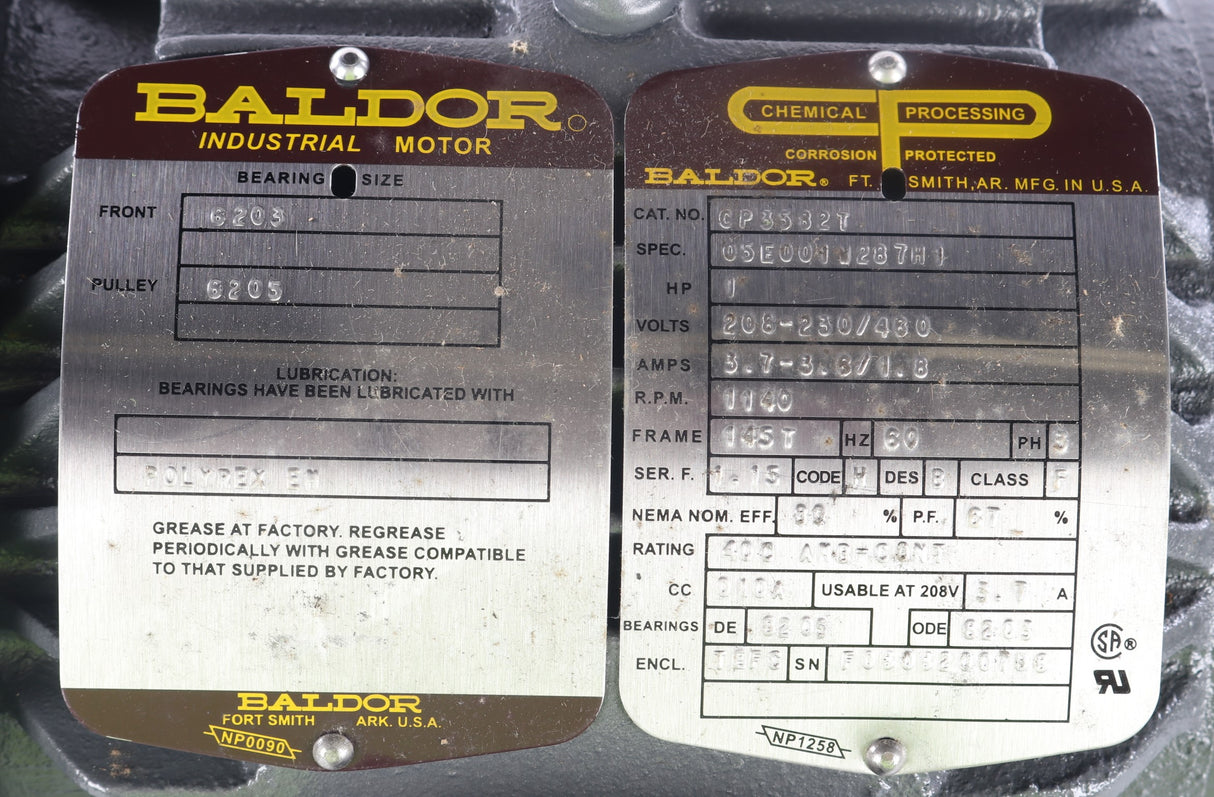 BALDOR - 05E001W287H1 - ELECTRIC MOTOR 1 HP 208-230|460V 60Hz 3PH 145T