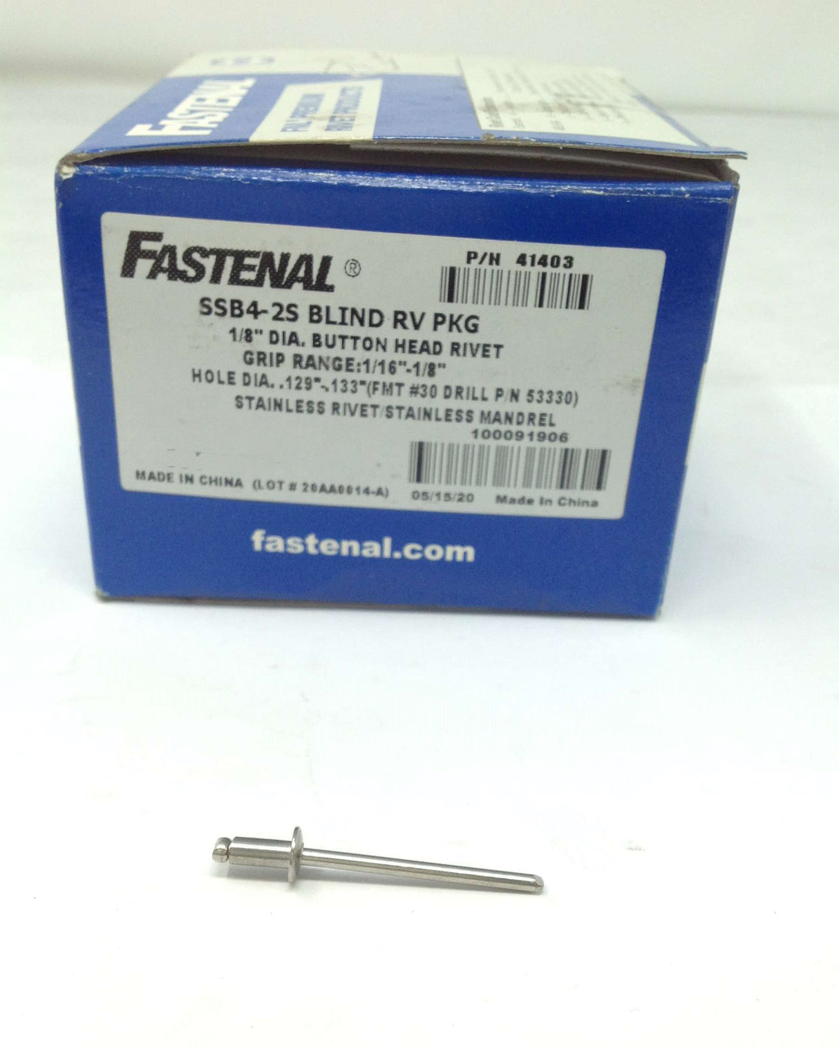 FASTENAL - 41403 - RIVET SS 1/8 DIA .063-.125 (PKGD 500/BOX)