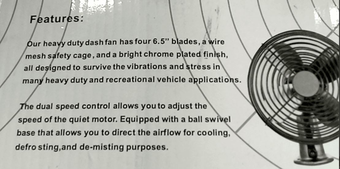 QCC QUALITY CLIMATE COMPONENTS - DF12VDC - DASH FAN ASSEMBLY 12V ROUND BASE
