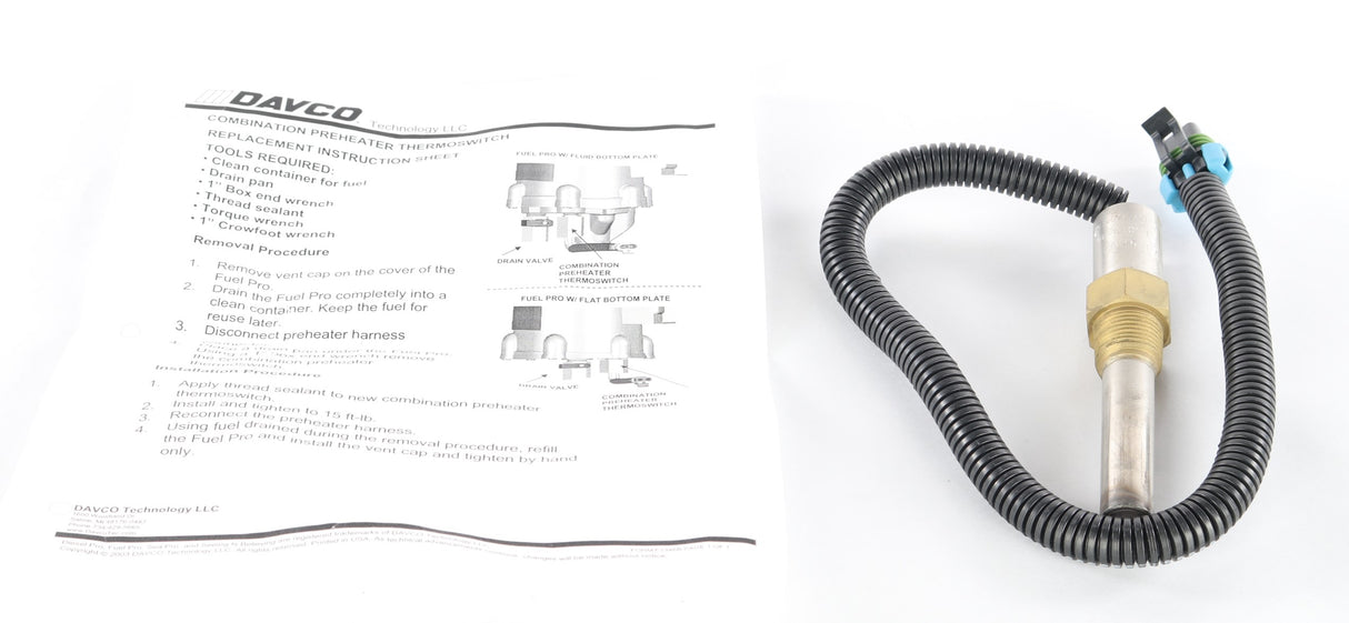 DAVCO - 102657 - COMBINATION PREHEATER THERMOSWITCH 12V 250W