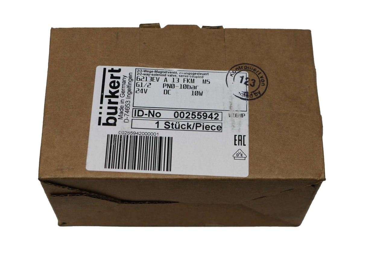 BURKERT - 00255942 - SOLENOID VALVE 6213EV A 13 FKM 24V DC 1|2 G