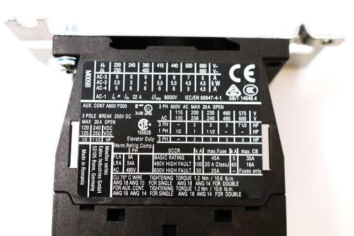 MOELLER ELECTRIC - XTCE009B10A-QC1 - CONTACTOR/STARTER T629 MOTOR CONTROL