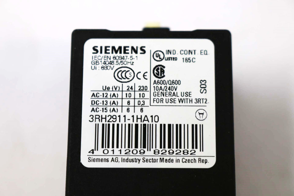 SIEMENS - 3RH2911-1HA10 - AUXILIARY CONTACTS 3RT20 SCREW TERMINALS