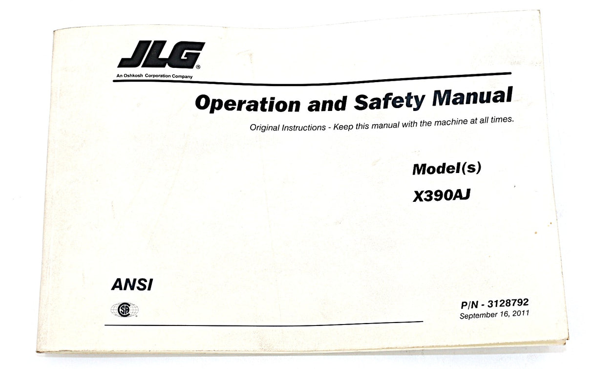 JLG - 3128792 - MNL X390AJ OPERATOR/SAFETY