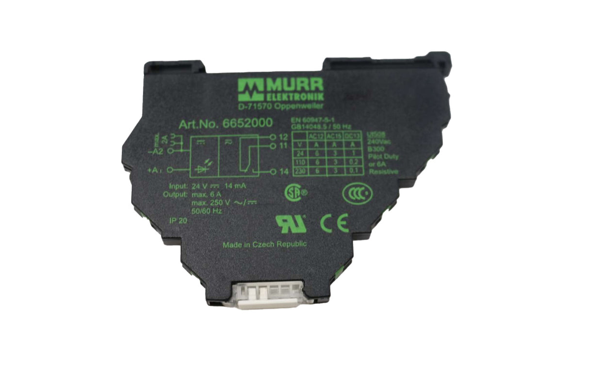 MURR ELEKTRONIK - 6652000 - RELAY: 24VDC IN 250V SWITCHING 6A DIN RAIL