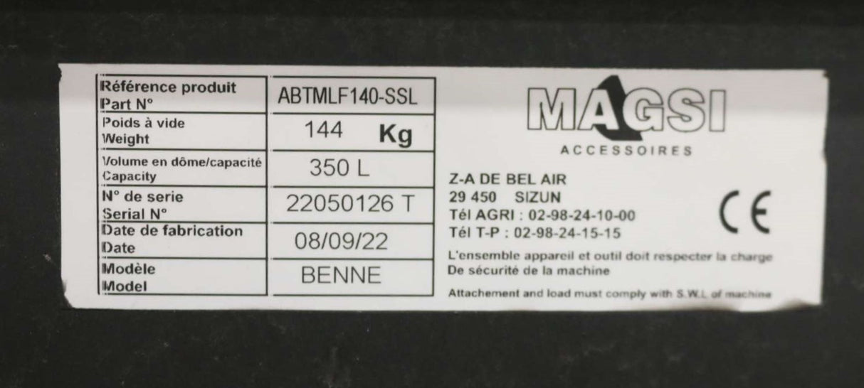 MAGSI - ABTMLF140-SSL - BUCKET 1400mm WIDE
