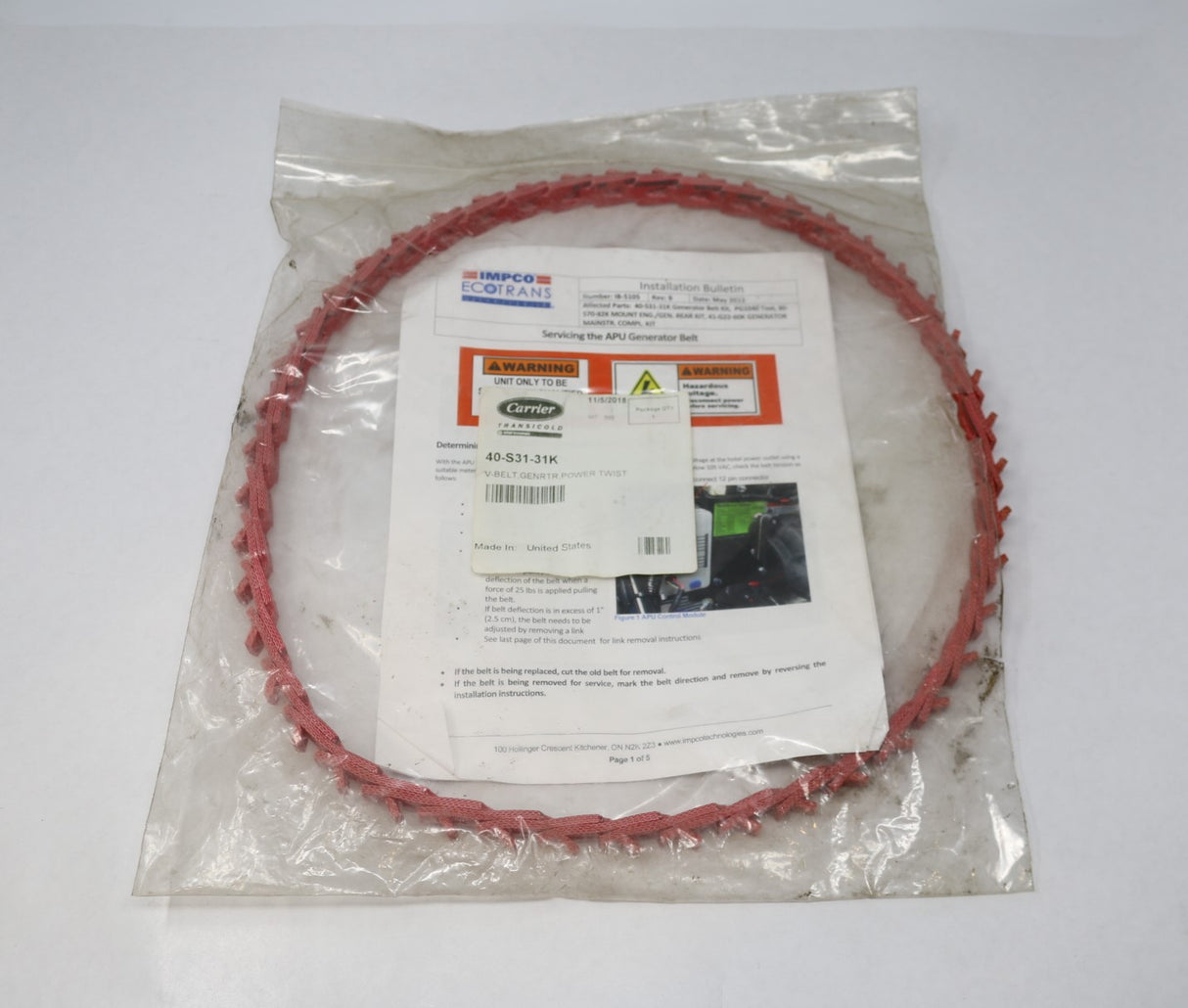 CARRIER TRANSICOLD - 40-S31-31K - BELT - APU GENERATOR