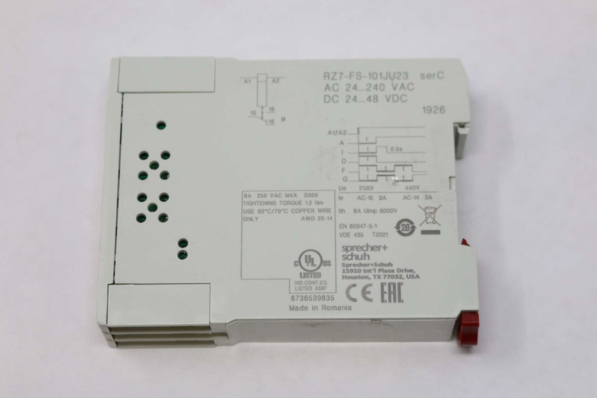 SPRECHER & SCHUH - RZ7-FSA3EU23 - RELAY-TIME: .05-1 MIN 120V