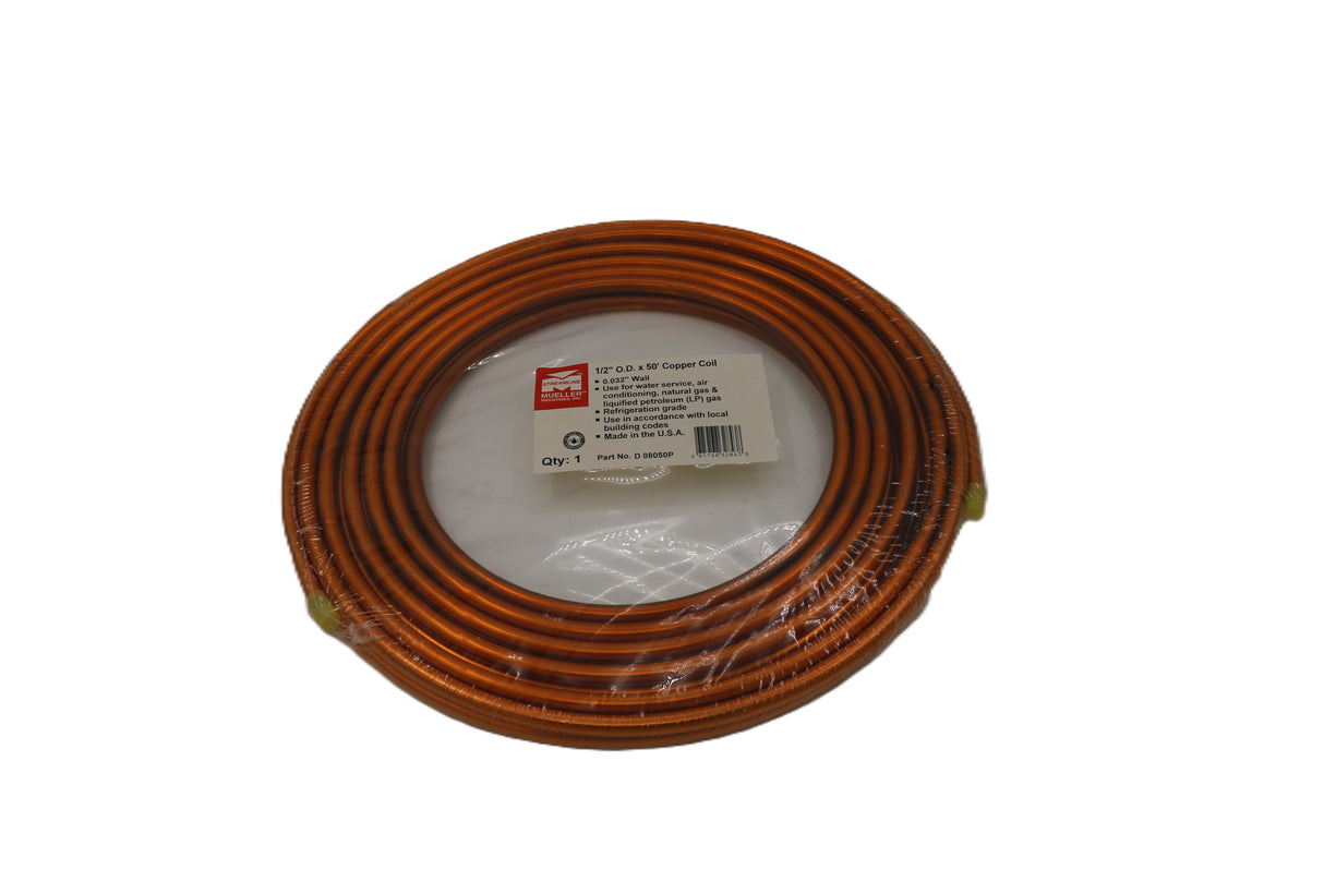 MUELLER INDUSTRIES - D 08050P - COPPER TUBE 50FT PKG 1/2 OD