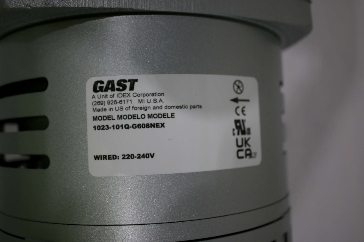 GAST - 1023-101Q-G608NEX - VACUUM PUMP 3/4HP OIL-LESS WIRED 220-240V