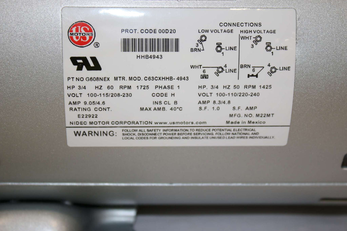 GAST - 1023-101Q-G608NEX - VACUUM PUMP 3/4HP OIL-LESS WIRED 220-240V