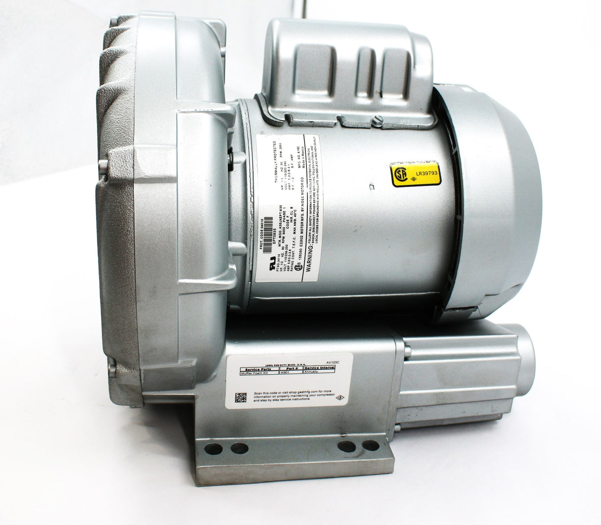 GAST - R3105-1 - REGENERATIVE BLOWER 1/2HP 115/