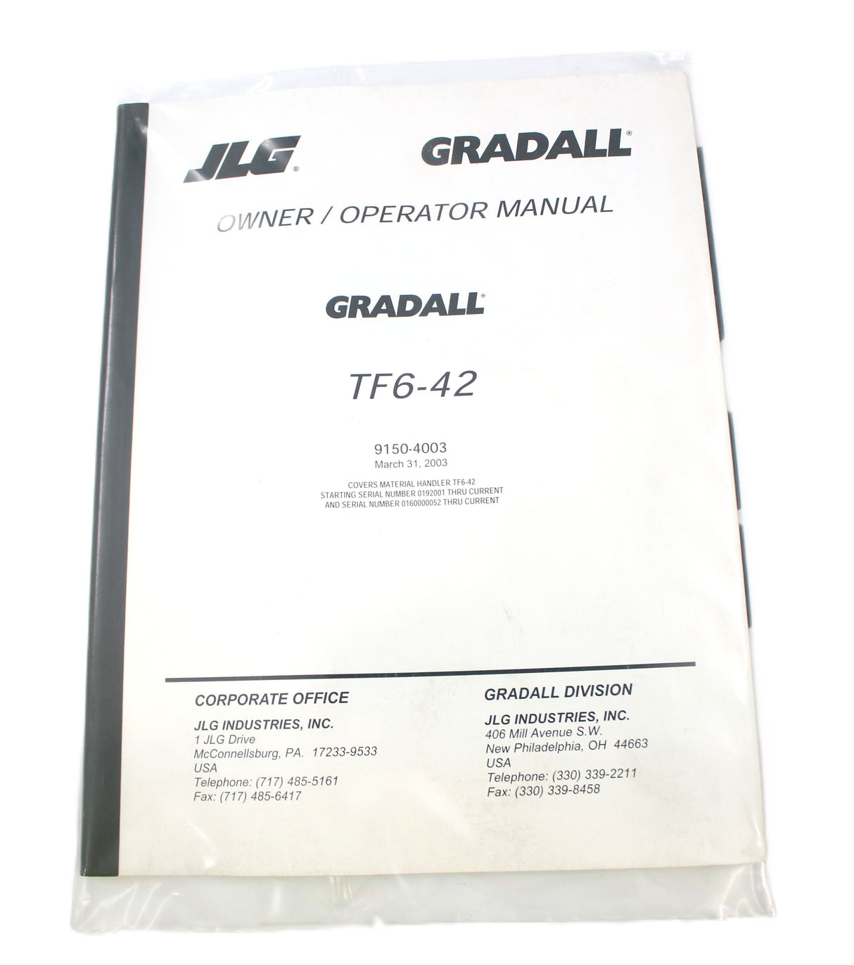 JLG - 91504003 - MANUAL OPERATOR TF6-42