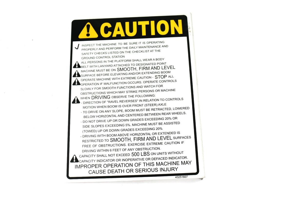 JLG - 3251607 - CAUTION (60HT50HT/40HTW 2:1)