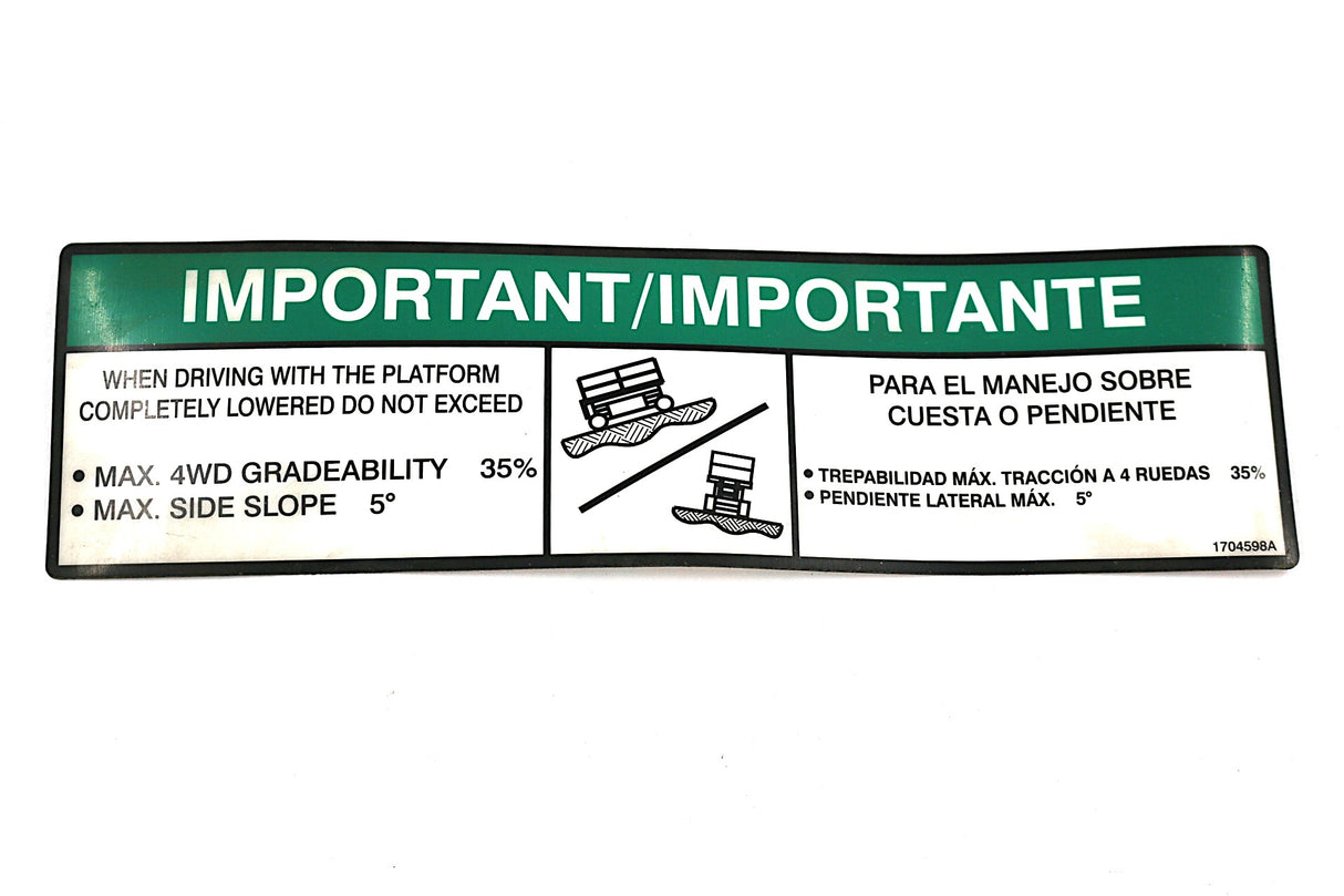 JLG - 1704598 - DECAL GRADEABILITY (ENG/SPA)