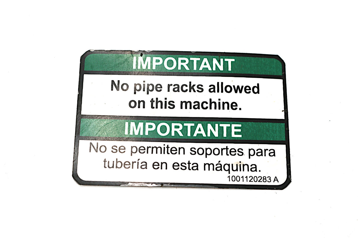JLG - 1001120283 - DECALNO PIPE RACKS (ENG/SPA)
