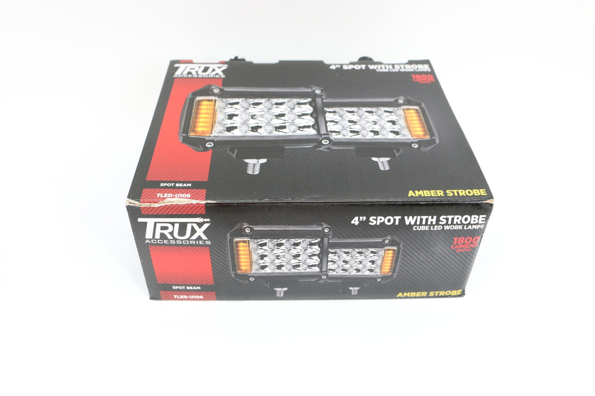 TRUX - TLED-U106 - CUBE WORKLIGHT WITH AMBER SIDE STROBE - PAIR