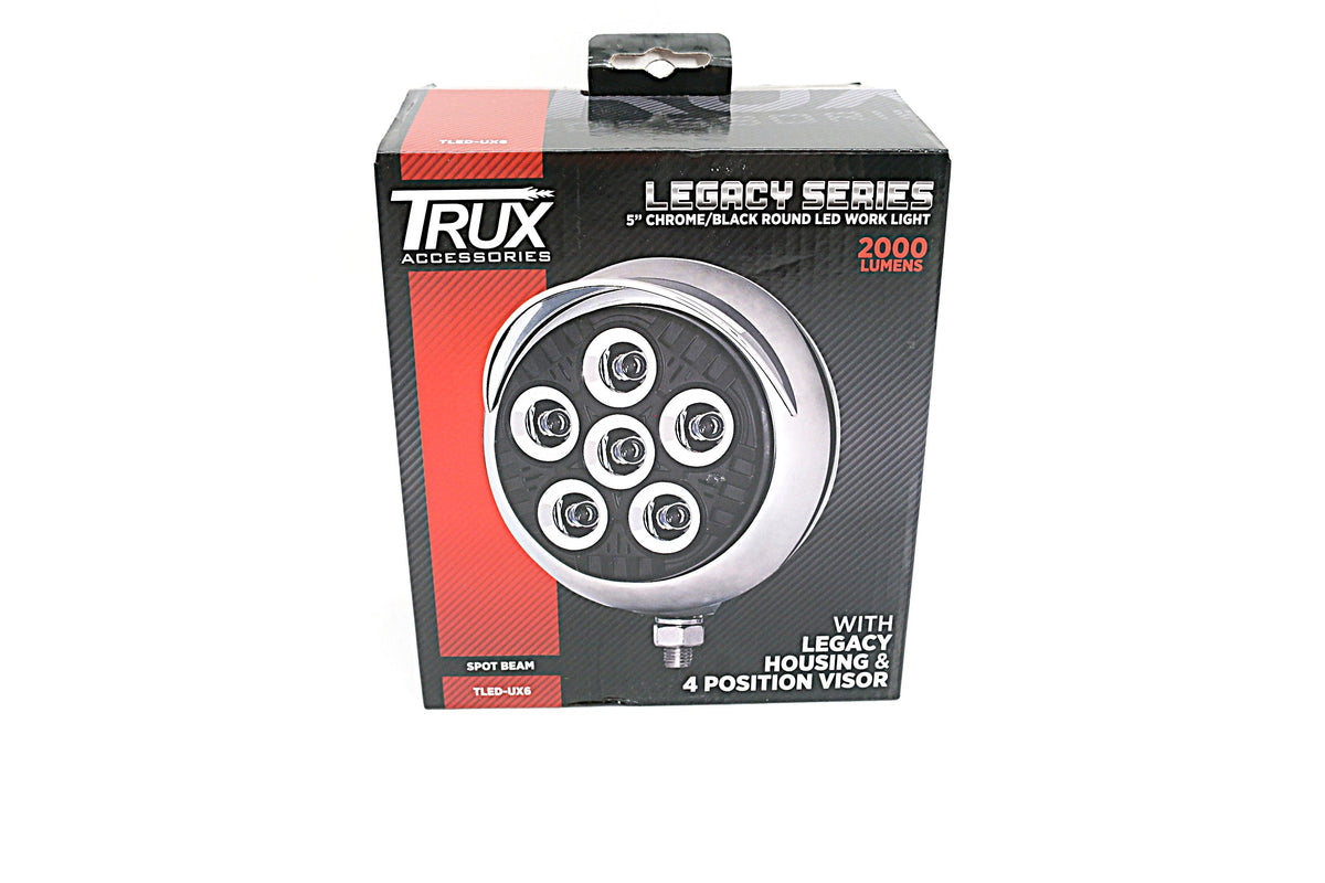 TRUX - TLED-UX6 - LEGACY SERIES ROUND LED WORK LIGHT W| BLACK FRONT