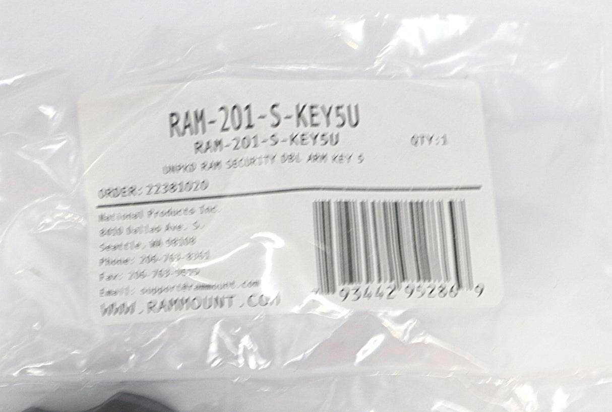 RAM - RAM-201-S-KEY5U - RAM SECURITY DOUBLE ARM KEY 5